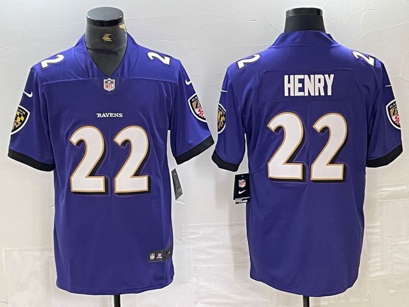 Men Baltimore Ravens 22 Henry Purple 2024 Nike Vapor Untouchable Limited NFL Jersey style 1